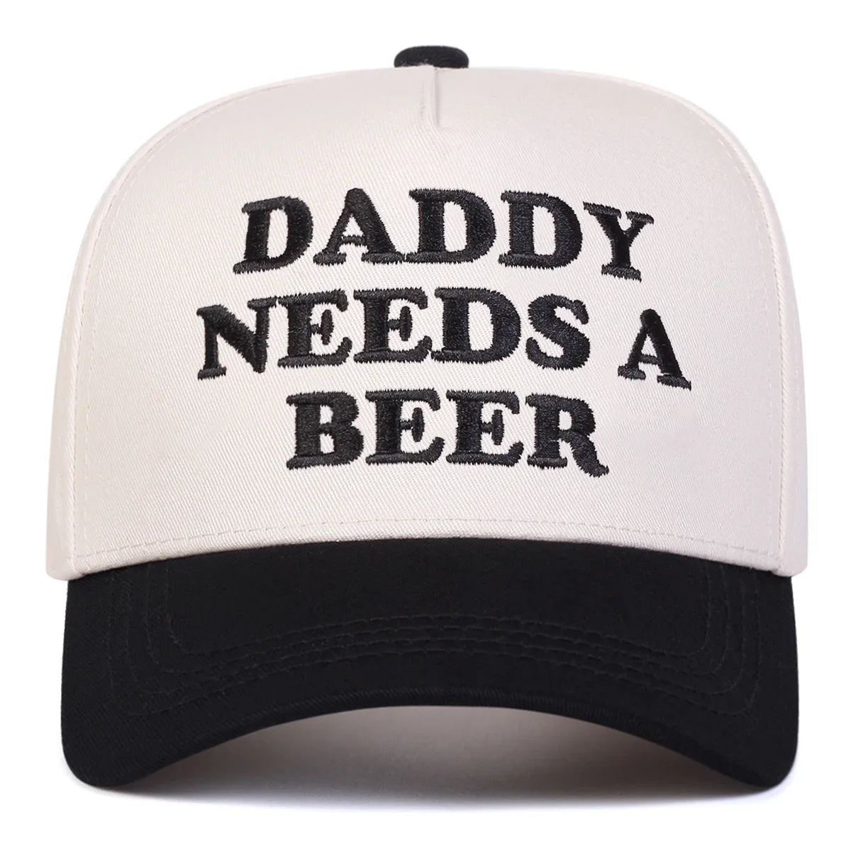 "Daddy Needs A Beer" Embroidered Baseball Cap – Unisex Embroidered Baseball Cap SWANS Black