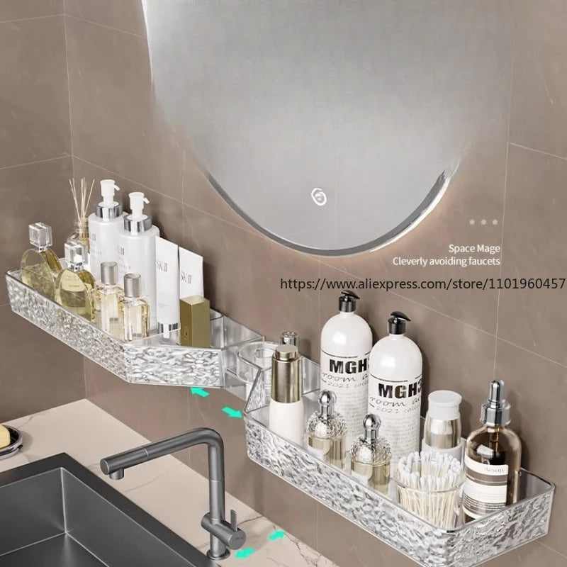 Punch-Free Corner Bathroom Shelf – Wall-Mounted Organizer Bathroom Corner Shelf SWANS