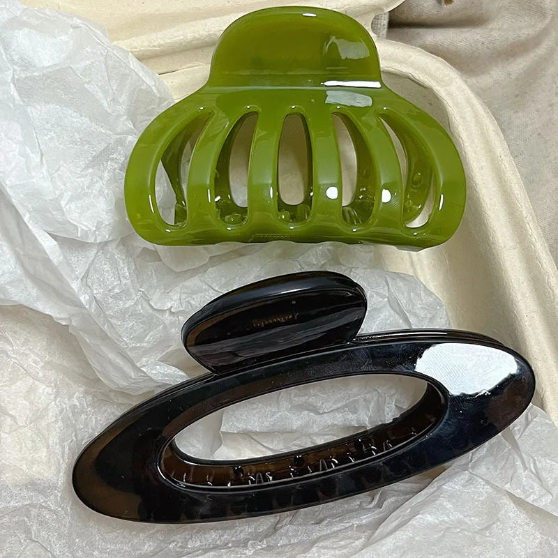 Hollow Hair Claw Clip Set – Green & Black Acrylic Shark Clips Hair Claw Clip SWANS
