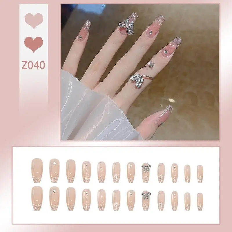 Press-On French Tip Acrylic Nails – 24pc Short Fake Nail Set
