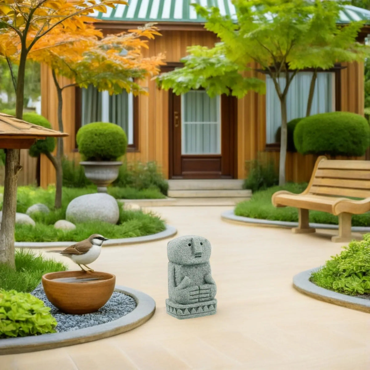 Miniature Thinking Man Zen Garden Statue – Balinese Decor Garden Figurine SWANS