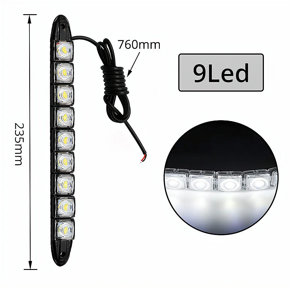 HVIERO 2-Pack Flexible 6-LED DRL Daytime Running Lights 12V Daytime Running Lights SWANS 9led Black shell