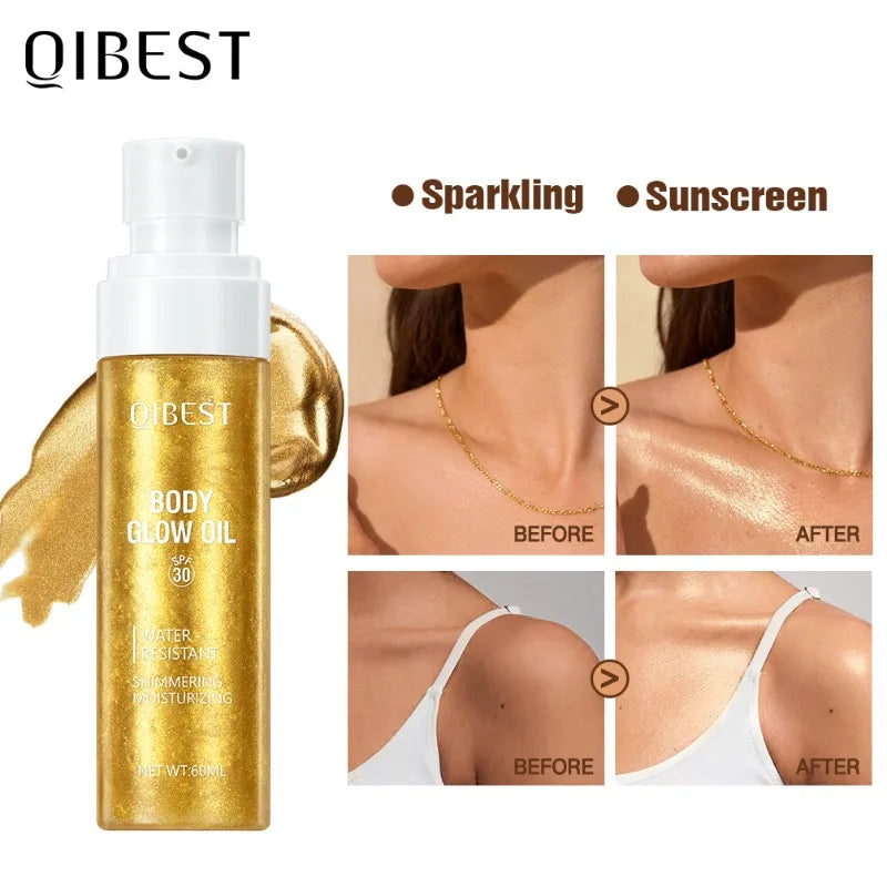 60ml Body Highlighter Oil – Gold Bronzer & Shimmer Liquid Body Highlighter Oil SWANS