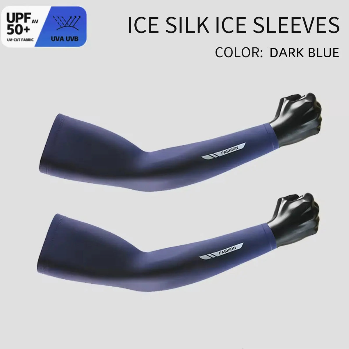 UPF 50+ Ice Silk Arm Sleeves – UV Cooling for Cycling & Outdoors UV Arm Sleeves SWANS Navy Blue L