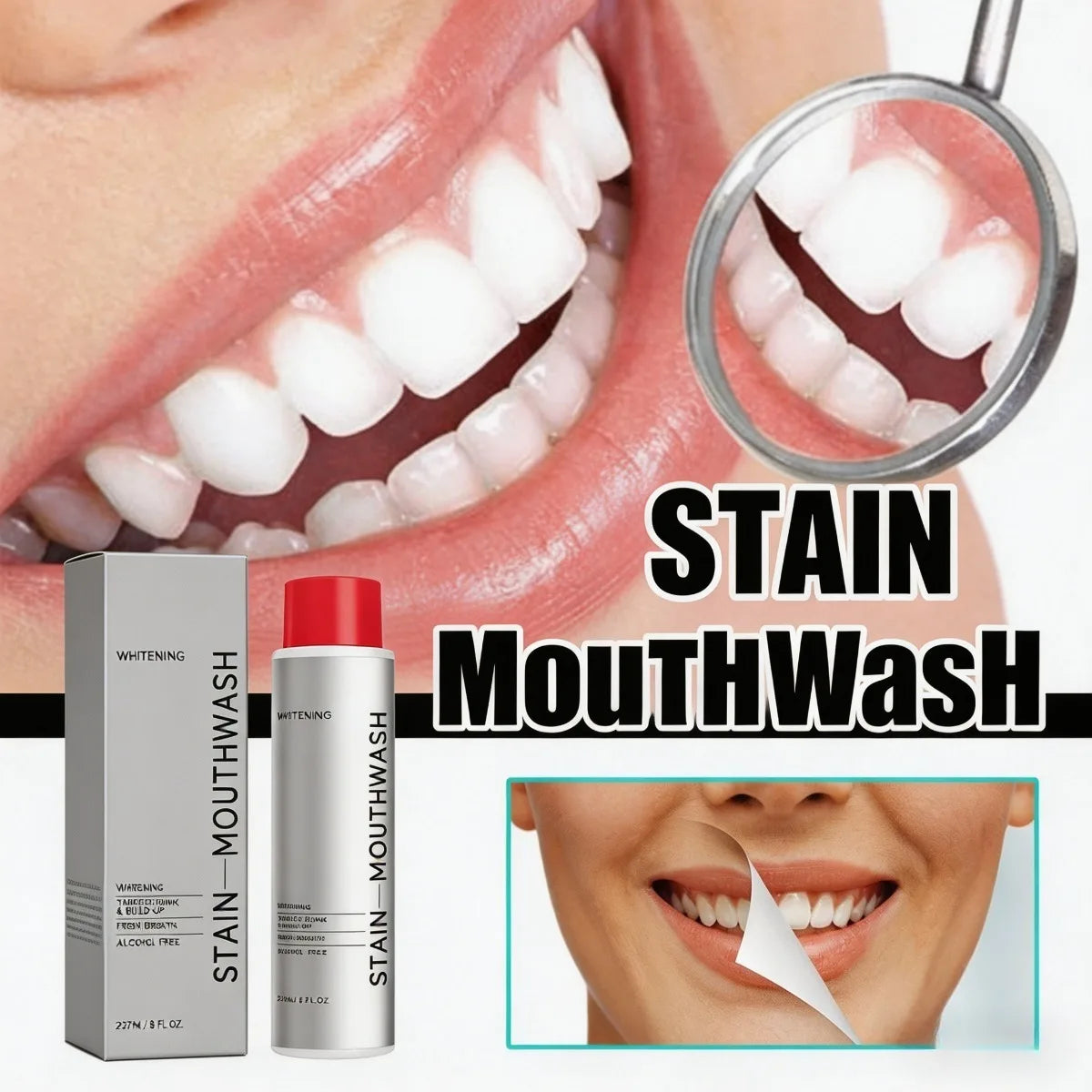 Ximonth Alcohol-Free Mouthwash – Stain Removal & Fresh Breath Oral Rinse Mouthwash SWANS