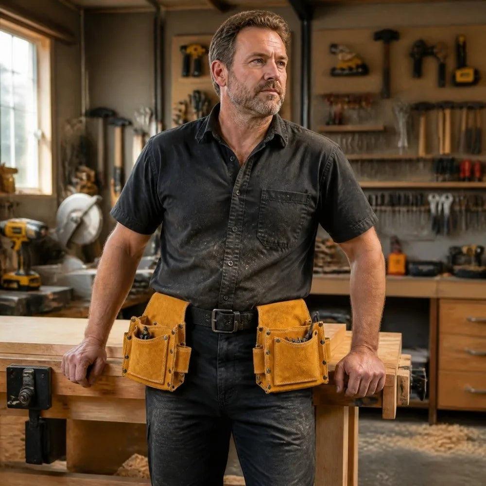 SWANS Genuine Leather Tool Waist Bag – Heavy-Duty Belt Pouch Leather Tool Pouch SWANS