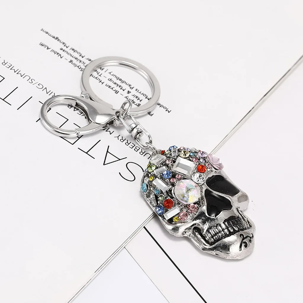 Rhinestone Skull Key Chain – Metal Bag Charm & Car Pendant Skull Bag Charm SWANS