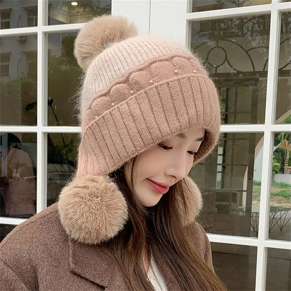Thickened Knit Beanie – Windproof Ear Protection Winter Hat Knitted Beanie Hat SWANS