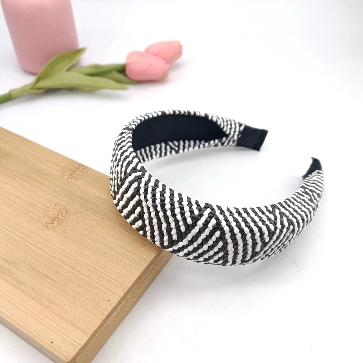 Woven Straw Hair Hoops for Women – Boho Headband 2-Pack Hair Headband SWANS 01