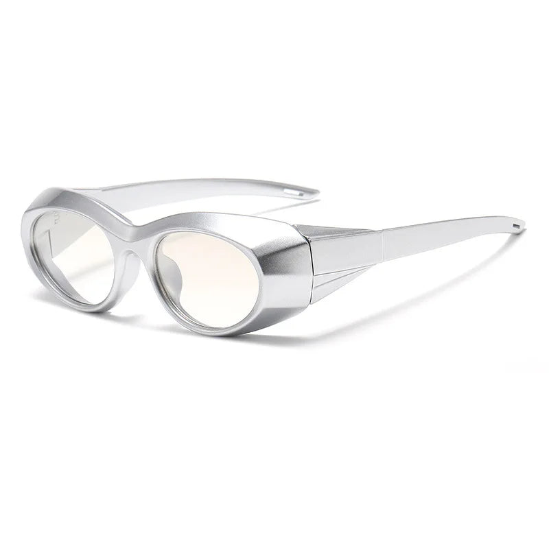 Y2K Steampunk Sunglasses UV400 Unisex Sport Goggle Shades Fashion Sunglasses SWANS Silver Silver