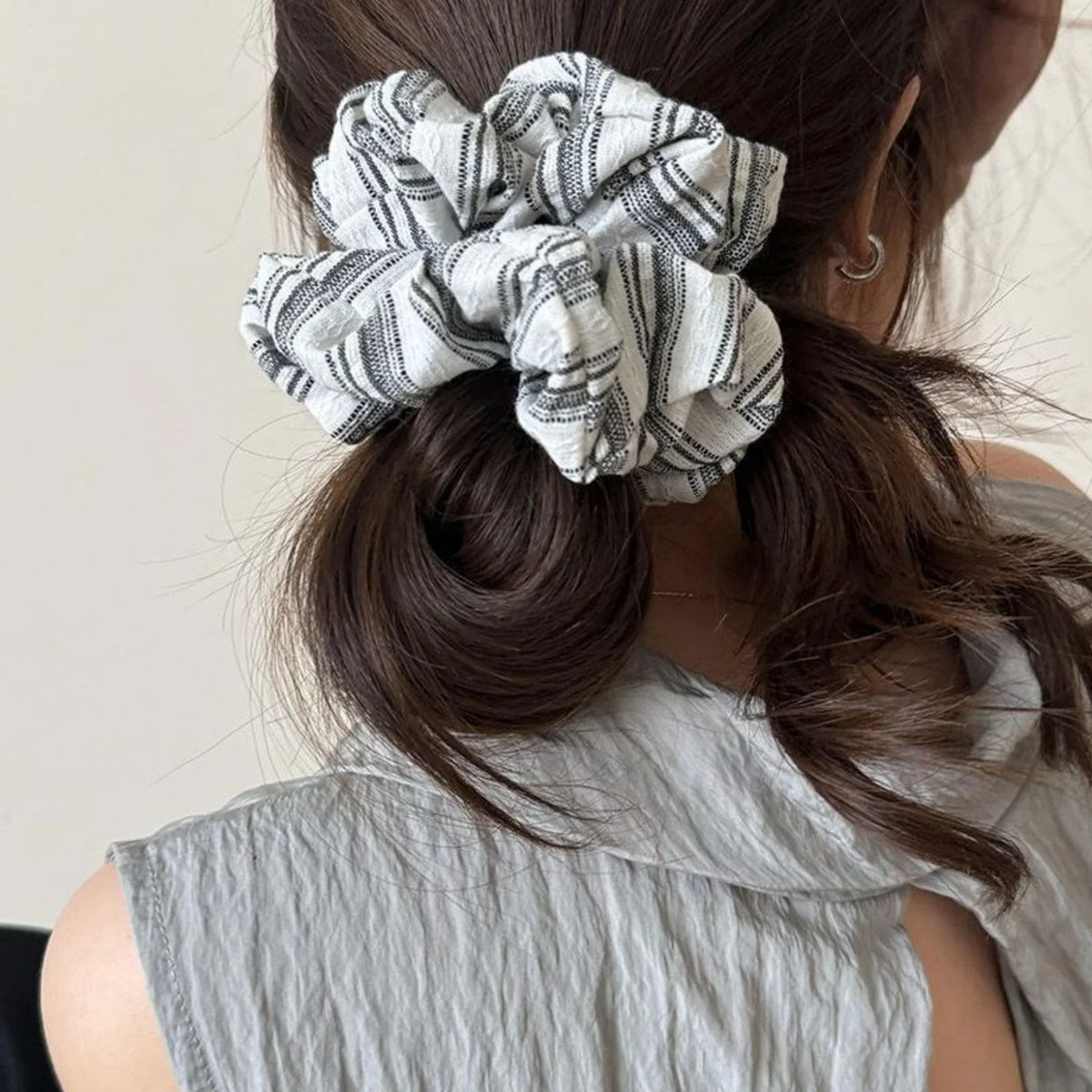 Striped Scrunchie – Japanese-Style Large Wrinkled Hair Tie Hair Scrunchie SWANS
