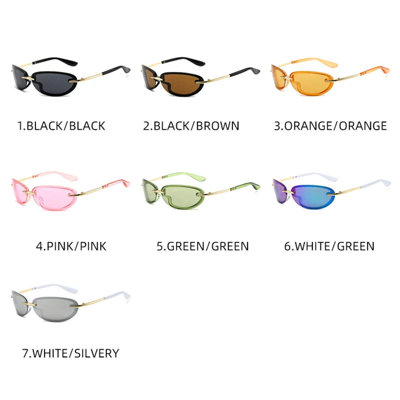 TOYEARN Y2K Oval Sunglasses UV400 Vintage Sport Goggle Fashion Sunglasses SWANS