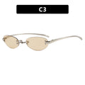 TOYEARN Y2K Oval Sunglasses – Unisex Metal UV400 Steampunk Oval Sunglasses SWANS Tea