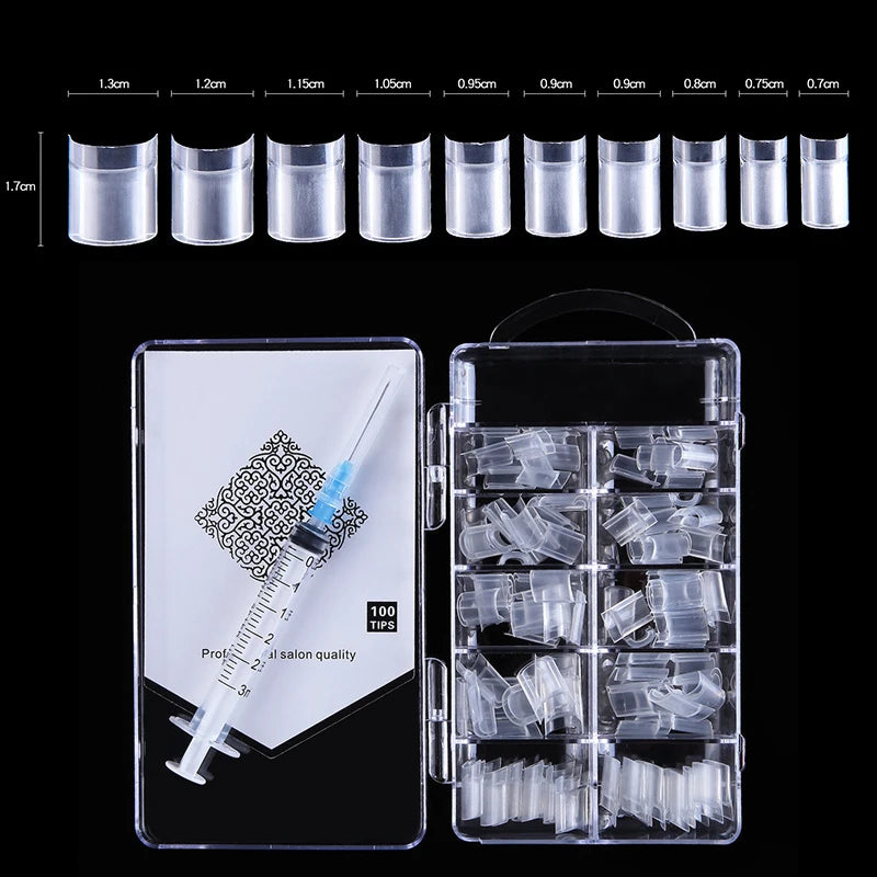 Transparent Coffin Press-On False Nail Tips 60pcs | Clear Press-On Nail Tips SWANS Water sqare 100pcs