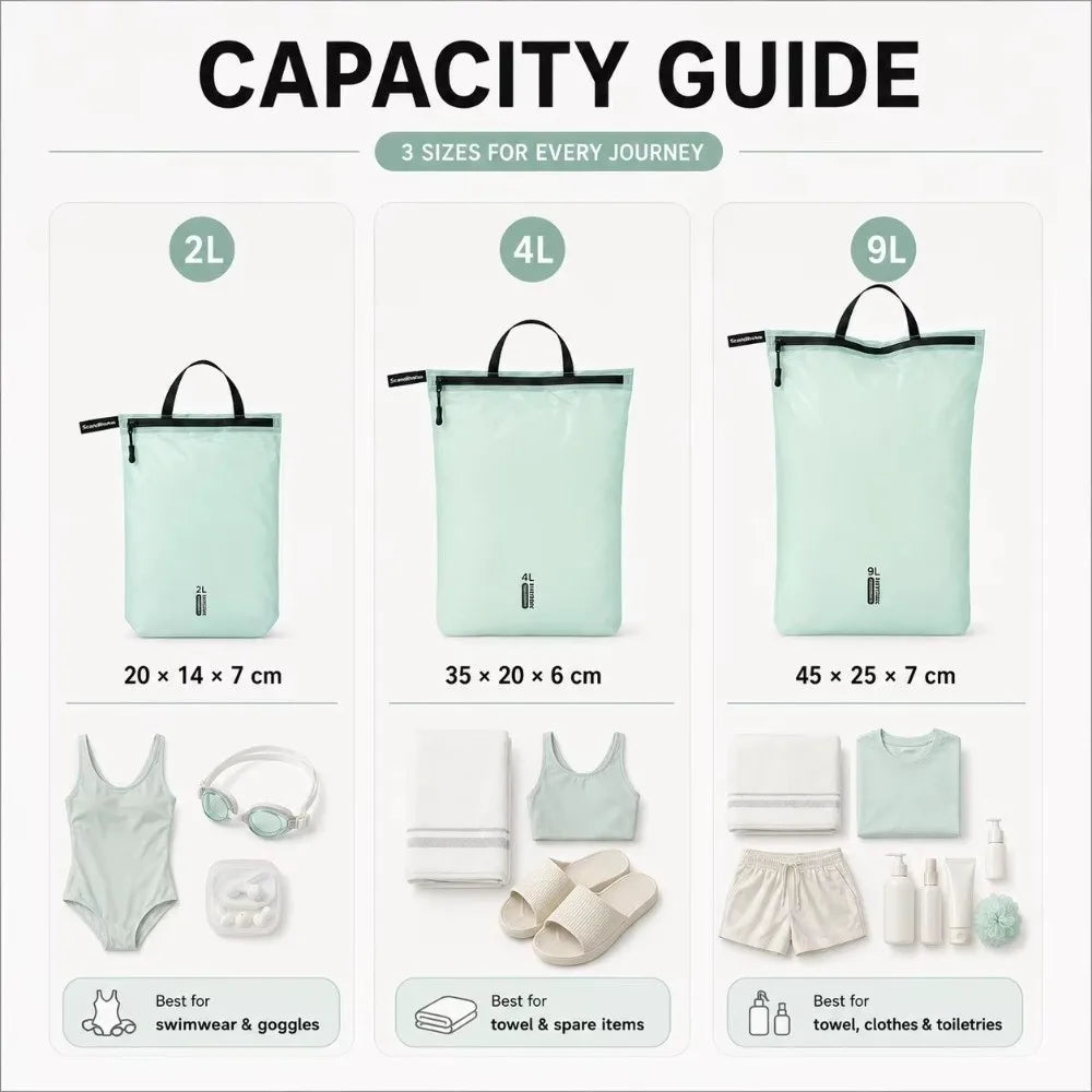 Waterproof Wet Dry Bag – Foldable Nylon Travel Organizer Travel Organizer Bag SWANS