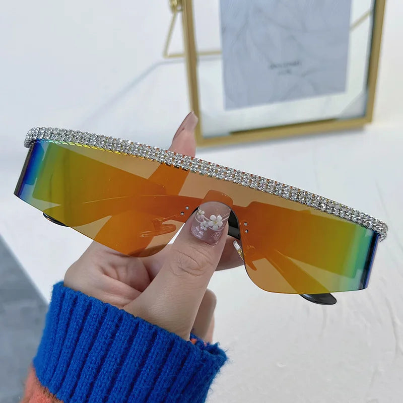 TOYEARN Rimless Diamond Sunglasses UV400 Unisex Sport Shades Rimless Sunglasses SWANS