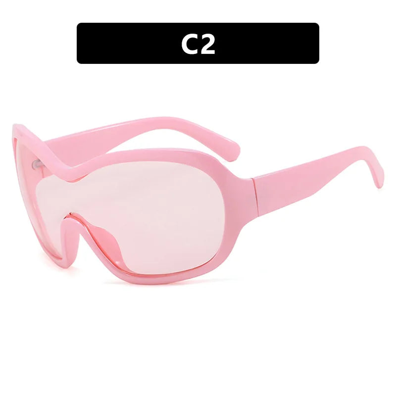 Y2K Oversized One-Piece Lens Sunglasses UV400 Punk Shades Fashion Sunglasses SWANS Pink
