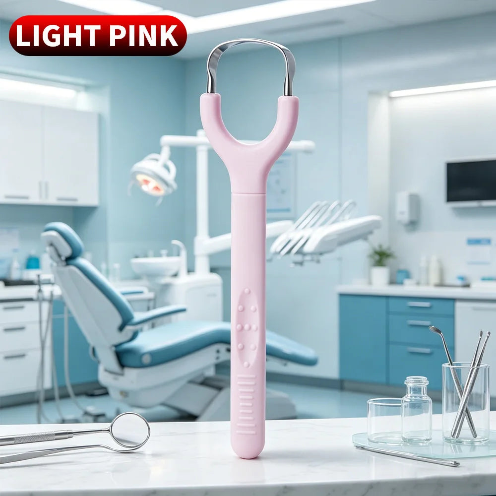 SWANS Stainless Steel Tongue Scraper – Fresh Breath Oral Tool Tongue Scraper SWANS LIGHT PINK