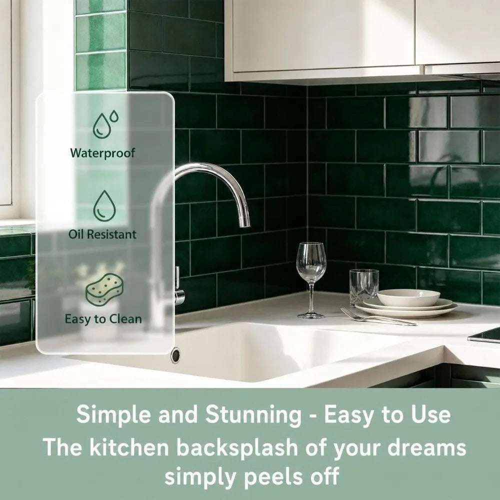 2-Pack Self-Adhesive Tile Stickers – Waterproof PVC Wall Sheets Wall Tile Stickers SWANS