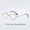 Retro Rectangle Titanium Eyeglasses Frames – Blue Light Blocking Eyeglasses Frames SWANS Gold