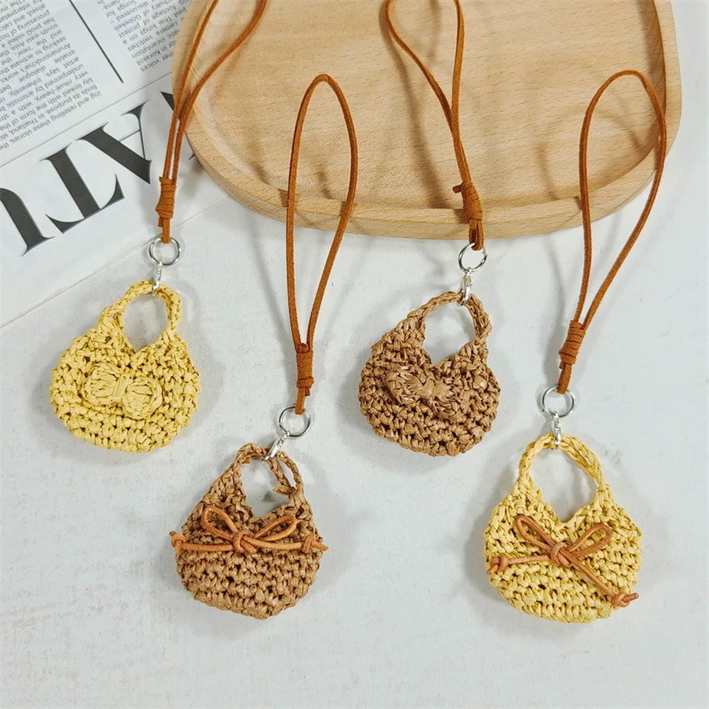 Handmade Crochet Bag Charm – Faux Suede Bow Pendant Keychain Bag Charm Pendant SWANS