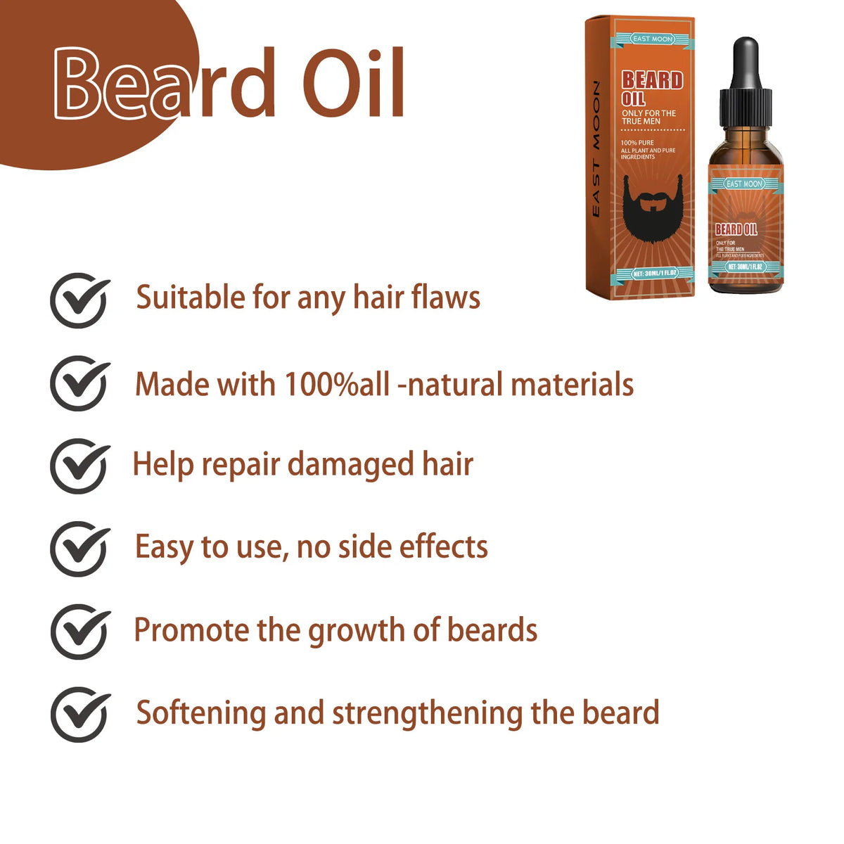 East Moon Beard Growth Oil – Grapeseed & Ginger Root 30ml Beard Growth Oil SWANS
