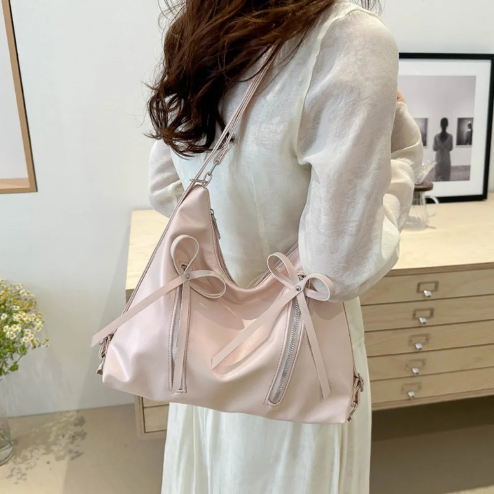Large Capacity PU Leather Shoulder Bag – Bowknot Retro Tote Shoulder Tote Bag SWANS