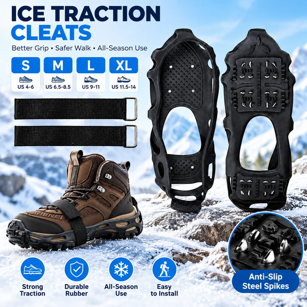 Ice Cleats for Shoes & Boots | Anti-Slip Steel Spike Snow Grips Ice Traction Cleats SWANS