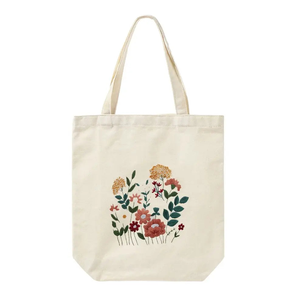 Flower Embroidery Kit with Canvas Tote Bag – Beginner DIY Embroidery Craft Kit SWANS 19