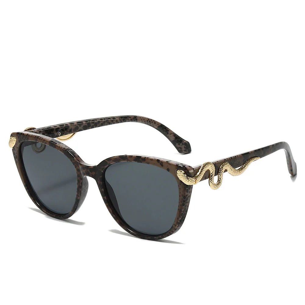 Y2K Cat Eye Sunglasses Gold Snake UV400 Gradient Shades Cat Eye Sunglasses SWANS Snake Black