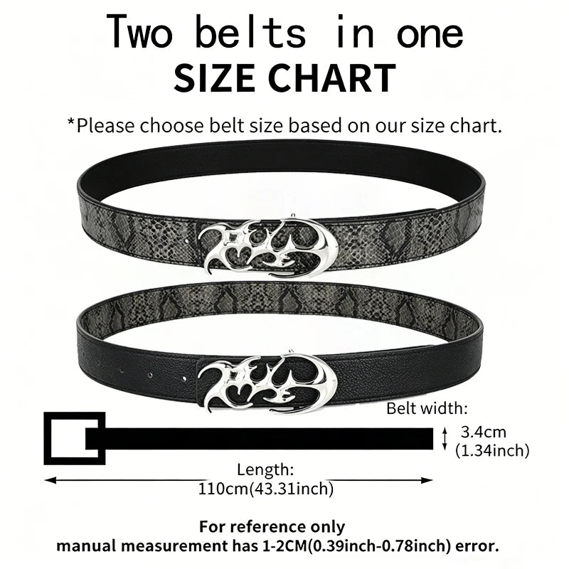 Y2K Hollow PU Leather Punk Belt – Reversible Unisex Style Punk Fashion Belt SWANS