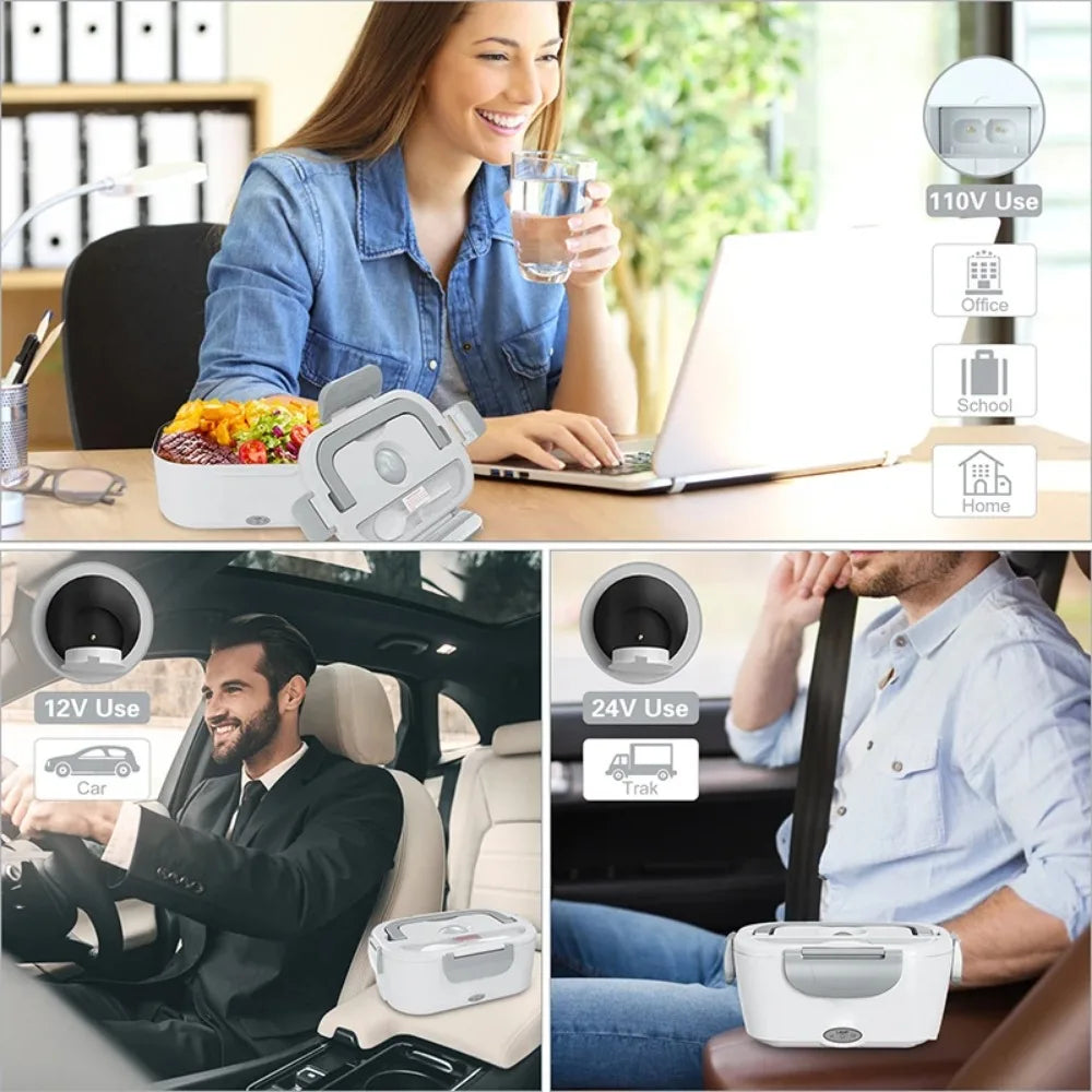 SWANS 3-in-1 Electric Lunch Box Warmer 12V 24V 110V Portable Electric Lunch Box SWANS