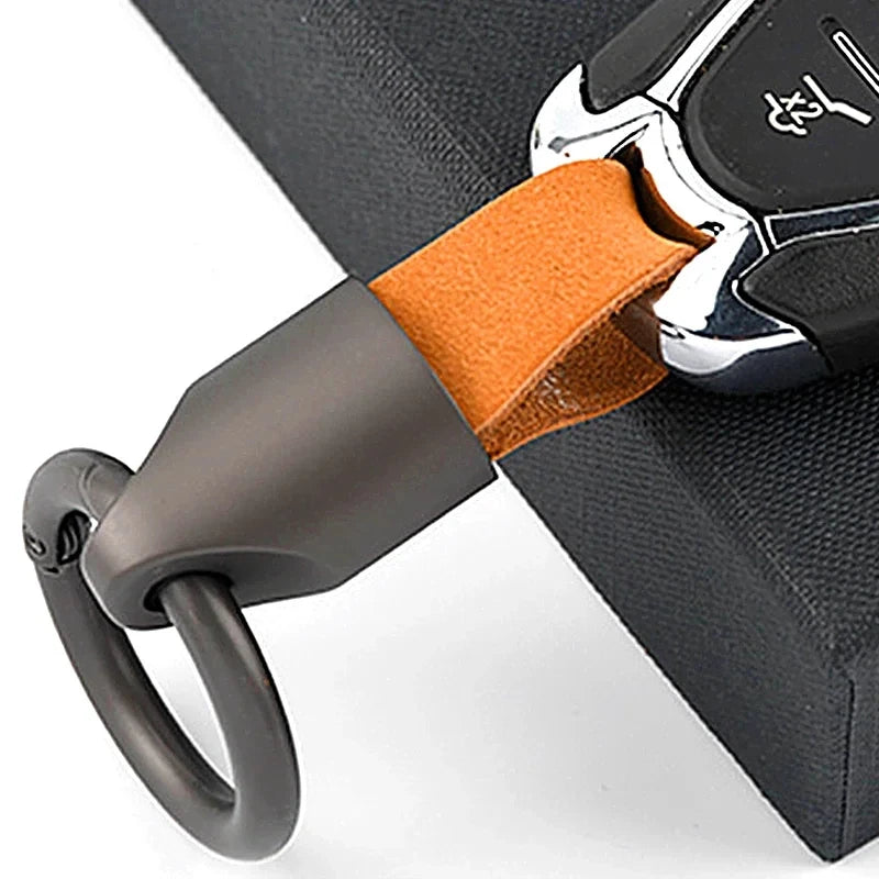 XMSJ Cowhide Leather Keychain Carabiner Belt Clip Key Ring Leather Keychain SWANS