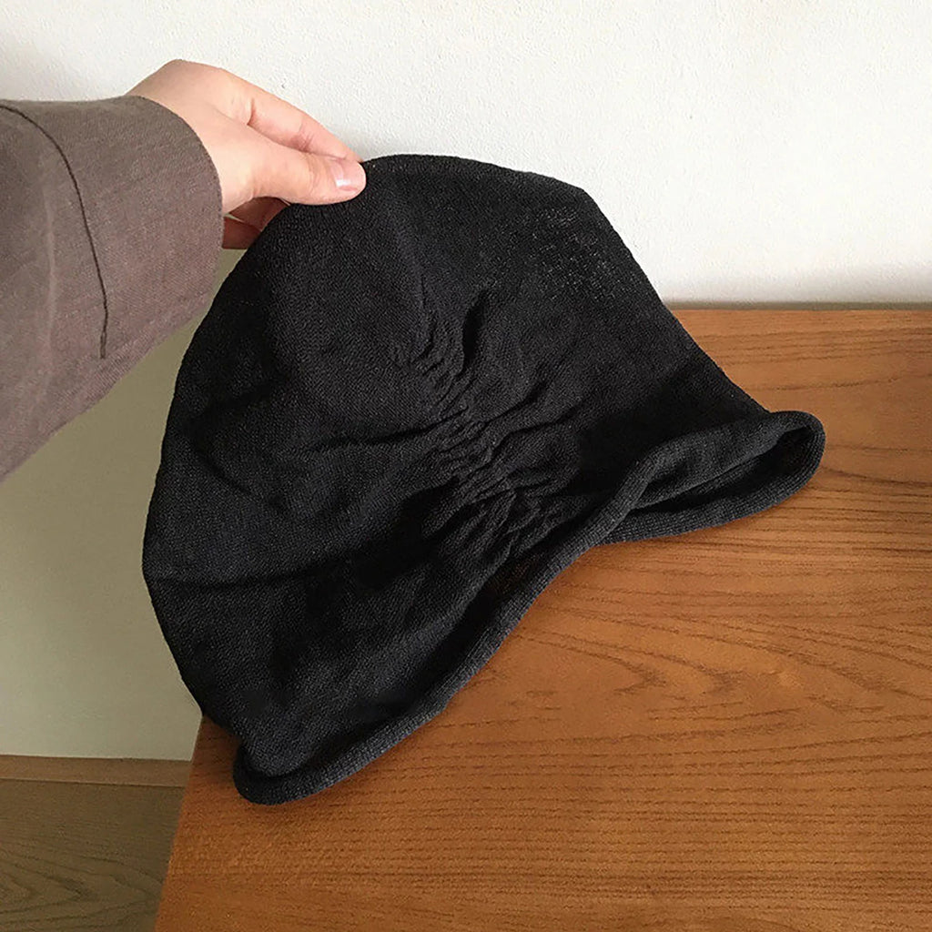 Women's Slouchy Knit Beanie – Baggy Solid Color Winter Hat Knit Beanie Hat SWANS black one size