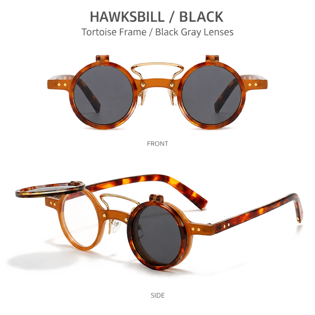 KLASSNUM Flip-Up Round Sunglasses UV400 Retro Unisex Flip-Up Sunglasses SWANS