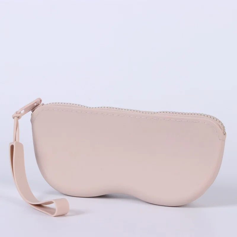 Soft Silicone Zipper Eyeglass Case – Waterproof & Dustproof Eyeglass Case SWANS Beige
