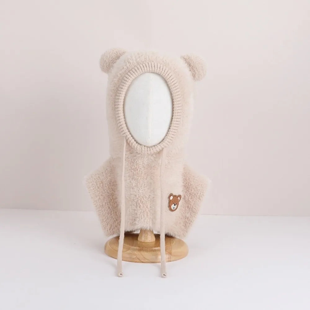 Kids Knitted Balaclava Hat Windproof Ear Protection Ages 4-6 Kids Balaclava Hat SWANS Beige