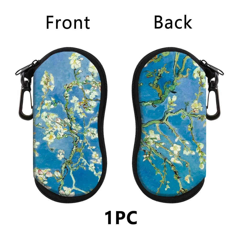 Van Gogh Art Zipper Eyeglass Case – Neoprene Sunglasses Pouch Eyeglass Case SWANS Style 4
