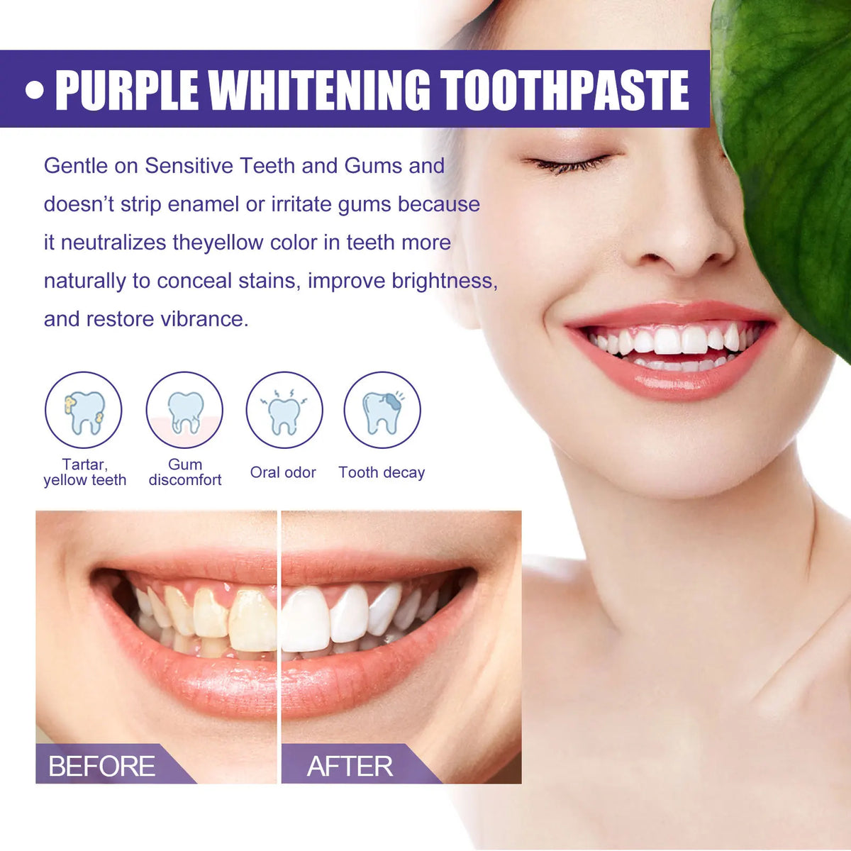 V34 Color-Correcting Whitening Toothpaste | Fresh Breath Whitening Toothpaste SWANS