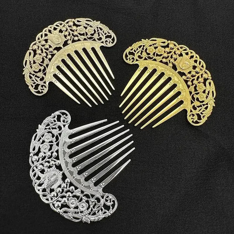 Chinese Retro Hollow Carved Gold Hair Comb – Hanfu Hairpin Decorative Hair Comb SWANS