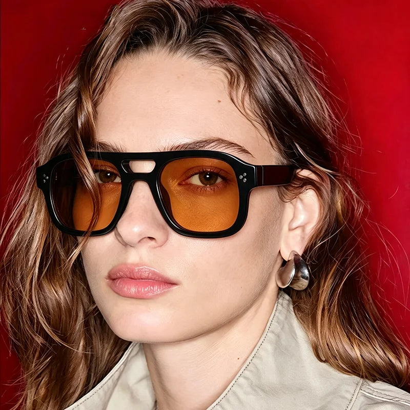 TOYEARN Y2K Square Pilot Sunglasses – Unisex Vintage Punk Square Sunglasses SWANS