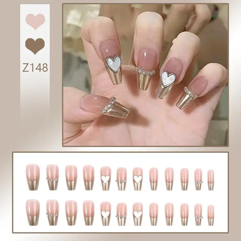 Press-On French Tip Acrylic Nails – 24pc Short Fake Nail Set