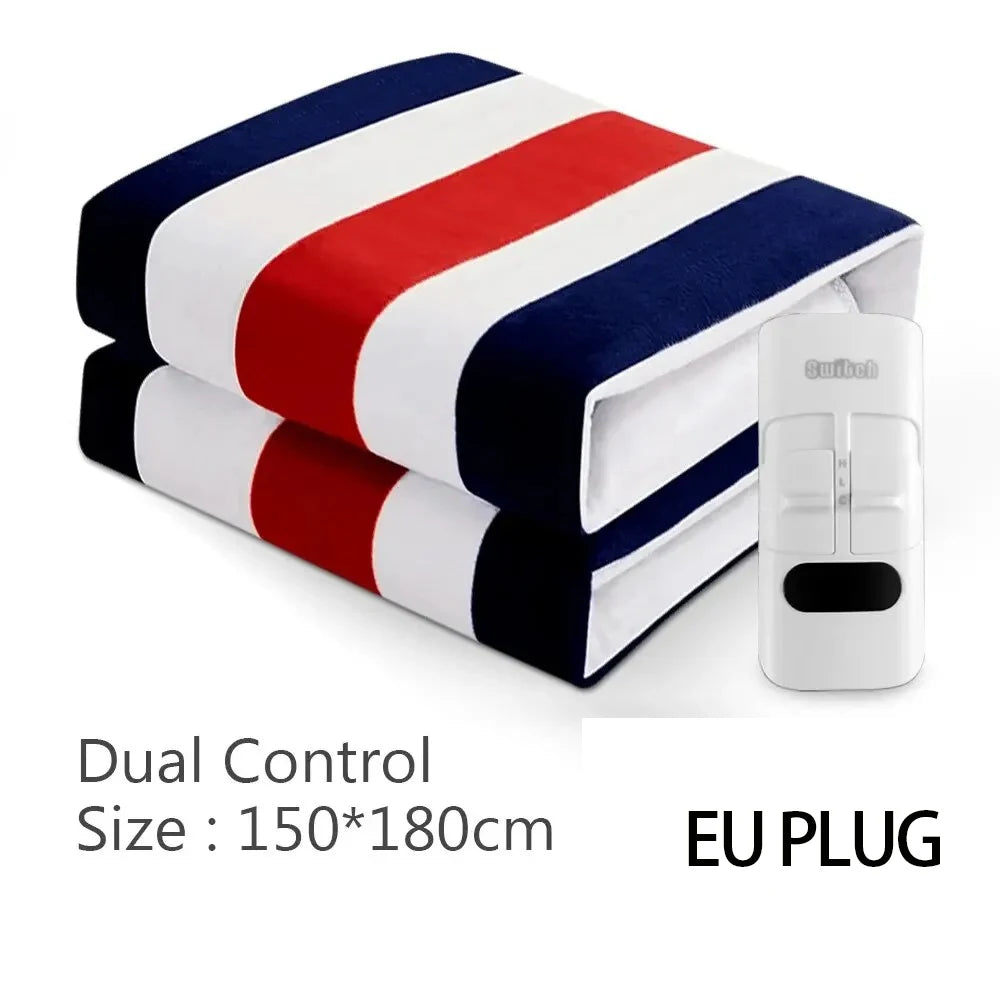 YTYIN Electric Heated Blanket 220V EU – Thermostat Bed Warmer Electric Heated Blanket SWANS 150x180cm STRIPE