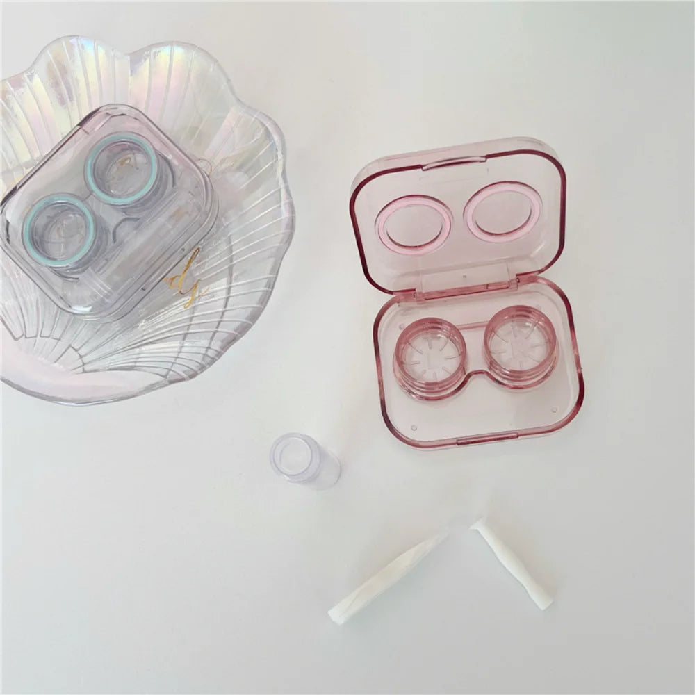 Transparent Contact Lens Case with Mirror, Tweezers & Bottle Contact Lens Case SWANS