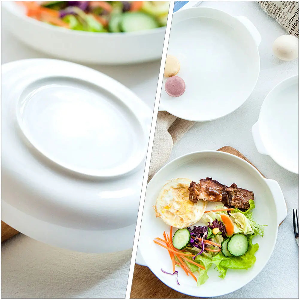 Ceramic Baking Dish White Pie Pan – Double Handle Oven Safe Ceramic Baking Dish SWANS