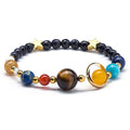 Blue Sandstone Solar System Planet Beaded Bracelet Beaded Charm Bracelet SWANS Blue Gold Amber-2
