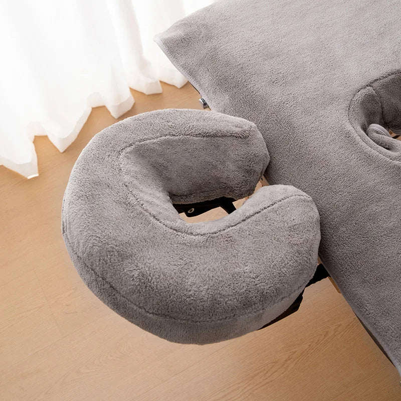 U-Shape Spa Pillow Cover – Washable Face Rest Cradle Pillowcase Spa Pillow Cover SWANS Light Gray