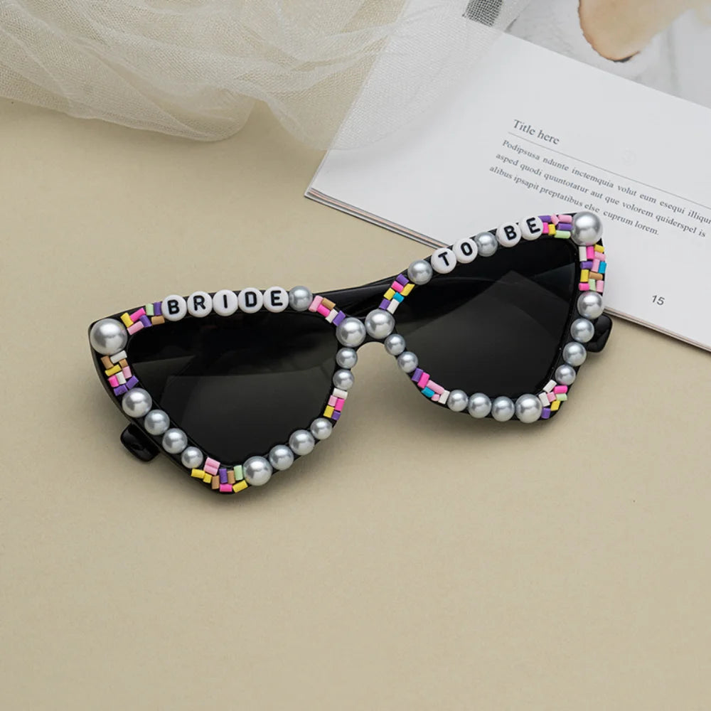 Bride To Be Pearl Cat Eye Sunglasses – Bachelorette Gift Bridal Party Sunglasses SWANS Black Other