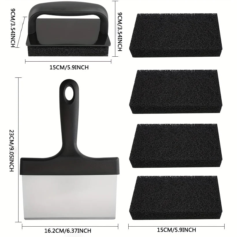 SWANS BBQ Grill Brush & Scraper – Long Handle Cleaning Set BBQ Grill Brush SWANS black