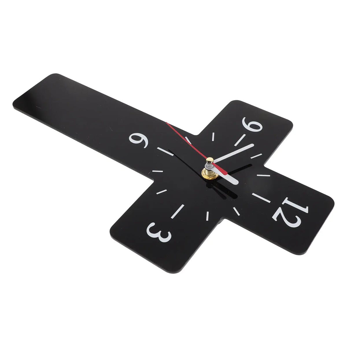 Black Cross Wall Clock Silent Non-Ticking Acrylic 11.7x7in Wall Clock SWANS Default Title